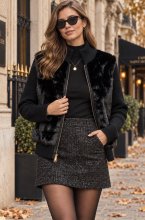 Mixed Brands - Jacket with Faux Fur 10226 - Black