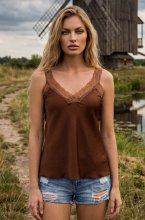 Blond Hour - The perfect lace tank top - Camel