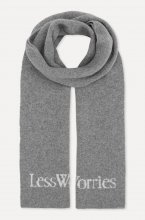 Less Worries - Cashmere Blend Logo Scarf - Grey