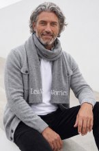 Less Worries - Cashmere Blend Logo Scarf - Grey