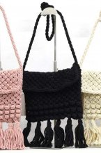 Mixed Brands - Crochet bag with fringes 1321 - Black