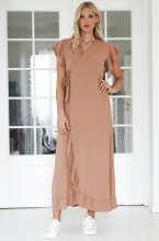 Mixed Brands - Long Wrap Dress 242915 - Camel