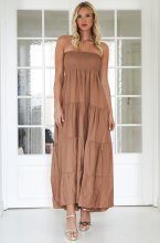 Mixed Brands - Smocked Dress 2596 - Camel