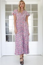 Mixed Brands - Floral Wrap Dress 638-1 - Black