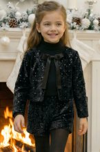 Mixed Brands - Velvet Sequined Set 3740 - Black