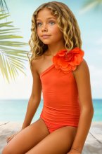 Mixed Brands - Kids off shoulder swimsuit 24F023 - Coral