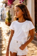 Mixed Brands - Tshirt with Flower 0861 - White