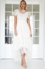 Mixed Brands - Maxi Dress dotted Mesh 606352 - Creme