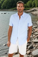 Mixed Brands - Short sleeve Cotton Shirt 219818 - Celeste