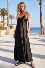 Mixed Brands - Long Satin Dress 13133BC - Black