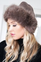 Mixed Brands - Beanie with Faux Fur trim 6185 - Taupe
