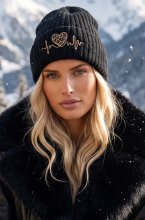 Mixed Brands - Heart Beanie MJY-143 - Black