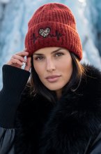 Mixed Brands - Heart Beanie MJY-143 - Burgundy