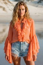 Mixed Brands - Frill Blouse 7377 - Coral