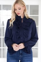 Mixed Brands - Ruffle Blouse 8497-2003 - Navy
