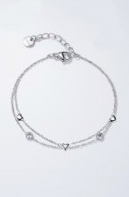 Mixed Brands - Bracelet Double Strand with Hearts 324AQ322 - Silver