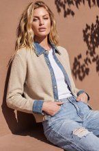Mixed Brands - Cardigan with denim details 1169 - Beige