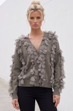 Mixed Brands - Cardigan with flowers LR03267 - Light Brown