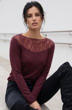Mixed Brands - Cashmere blend top with lace R17106 - Bordeaux