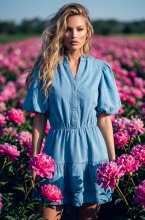 Mixed Brands - Denim Dress PS9397 - Light Blue