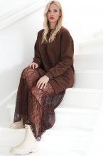 Mixed Brands - Lace Trimmed Sweatshirt Dress 2669 - Brown