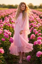 Mixed Brands - Flowy Maxi Dress 3321 - Pink