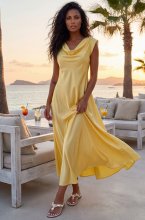 Mixed Brands - Long Satin Dress 37730BC - Yellow