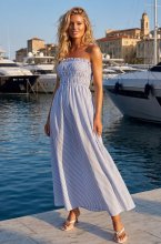 Mixed Brands - Striped Cotton Dress 6759B - Light Blue