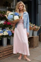 Mixed Brands - Viscose Satin Dress with Lace U30522 - Light Pink