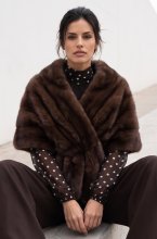 Mixed Brands - Fake Fur Scarf wide F40771/MZ10 - Coffee