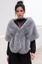 Mixed Brands - Fake Fur Scarf wide F40771/MZ10 - Grey