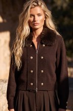 Mixed Brands - Jacket with faux fur 2845 - Choco