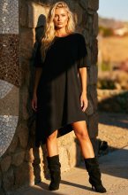 Mixed Brands - Asymmetrical Tshirt Dress JOY26 - Black