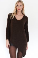 Mixed Brands - Asymmetric Pullover v-neck 1925 - Choco