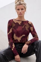 Mixed Brands - Cashmere blend top Camo R17022 - Bordeaux