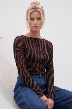 Mixed Brands - Cashmere blend top Zebra 17022 - Black-camel