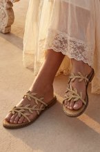 Mixed Brands - Sandal med Leaf Rhinestones WL555 - Gold