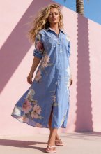 Mixed Brands - Shirt Dress with Flowers 1985-17 - Blue