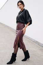 Mixed Brands - Faux Leather Skirt D29108 - Vino