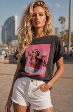 Mixed Brands - Sausage Dog with Wine Tshirt A4305-J4 - Grey