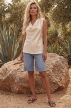 Mixed Brands - Satin Cowl Neck Top 30703 - Beige