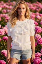 Mixed Brands - Short Sleeve Top with Lace FF03196 - White