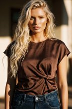 Mixed Brands - Satin Top with Knot 37270 - Choco