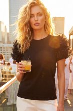 Mixed Brands - Tshirt with Frill Sleeve TS3922 - Black