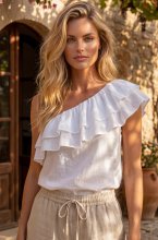 Mixed Brands - Asymmetric top 6587 - White