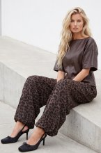 Mixed Brands - Boatneck vegan leather top 07826 - Choco