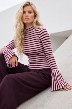 Mixed Brands - Striped top U20509 - Burgundy/Pink