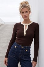 Mixed Brands - Top YP2188 - Coffee/Beige
