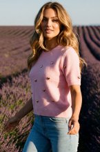 Mixed Brands - Top with hearts SH739P - Rose