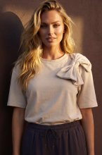 Mixed Brands - Top with Bow 7494 - Beige